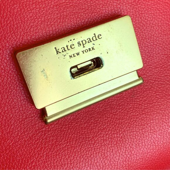 Kate Spade Grace Convertible Shoulder Bag Red Leather Small Flap Shoulder Bag - Picture 14 of 15